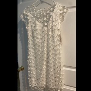 NWT Nanette Lepore White Dress with Floral Appliqués